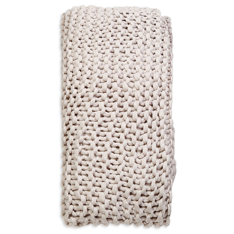Pom Pom At Home Finn Hand Knit Throw In Taupe