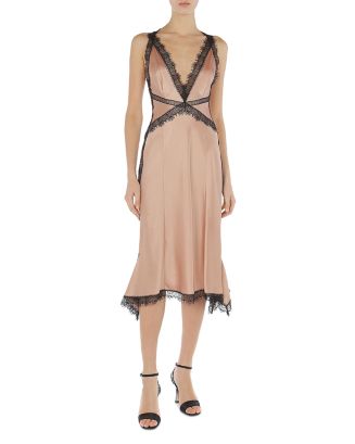 Alberta Ferretti Lace Trim Satin Slip Dress | Bloomingdale's