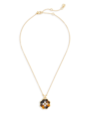 KATE SPADE KATE SPADE NEW YORK BREEZE ALONG TORTOISE FLOWER MINI PENDANT NECKLACE IN GOLD TONE, 16-19