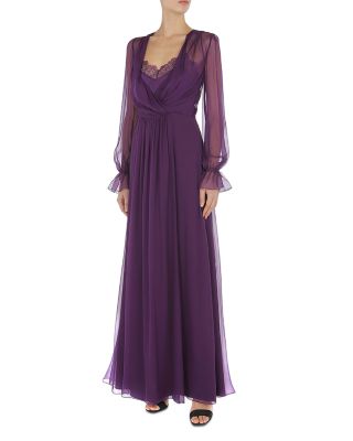 Alberta Ferretti Silk Long Sleeve Gown | Bloomingdale's Women