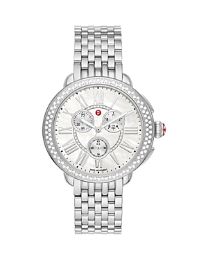 Shop Michele Serein Stainless Steel Diamond Chronograph, 38mm In Silver