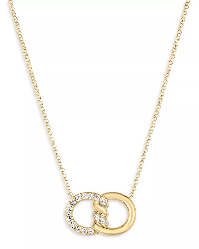 Roberto Coin 18K Yellow Gold Cialoma Diamond Intertwined Circle Pendant Necklace, 16