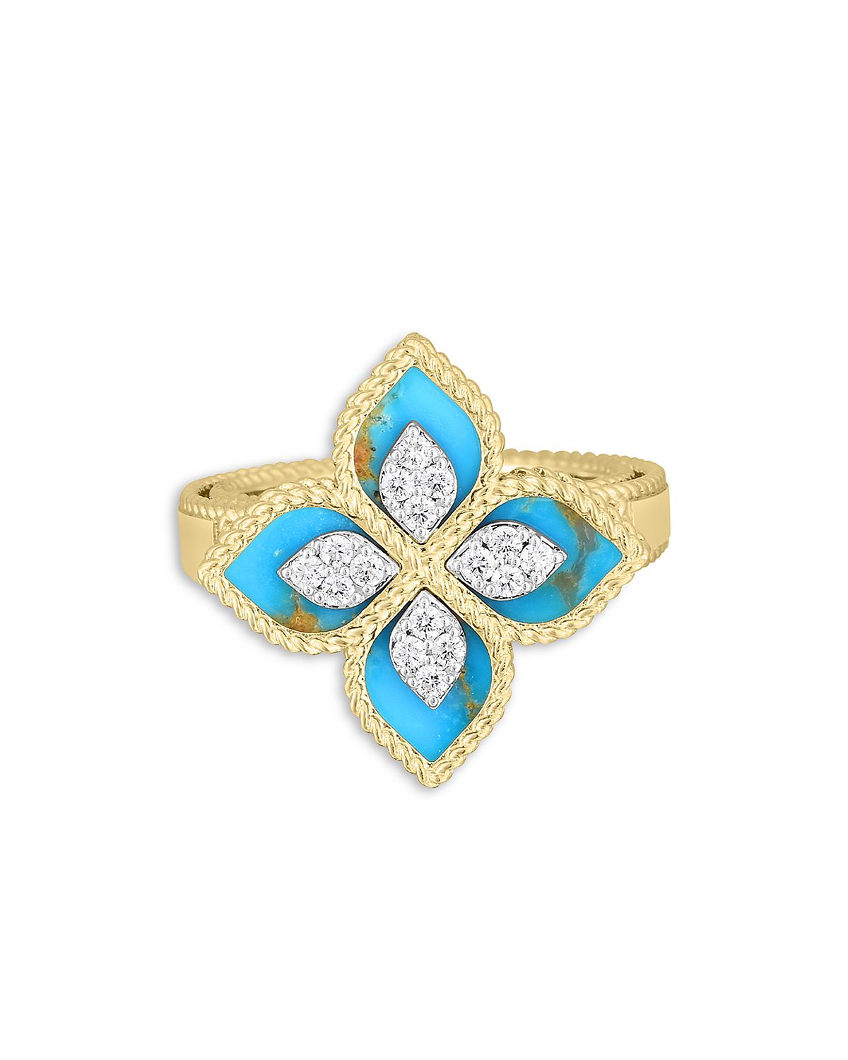 Roberto Coin 18K Yellow Gold Diamond (0.15 tcw) & Turquoise (2.88 tcw) Venetian Princess Ring