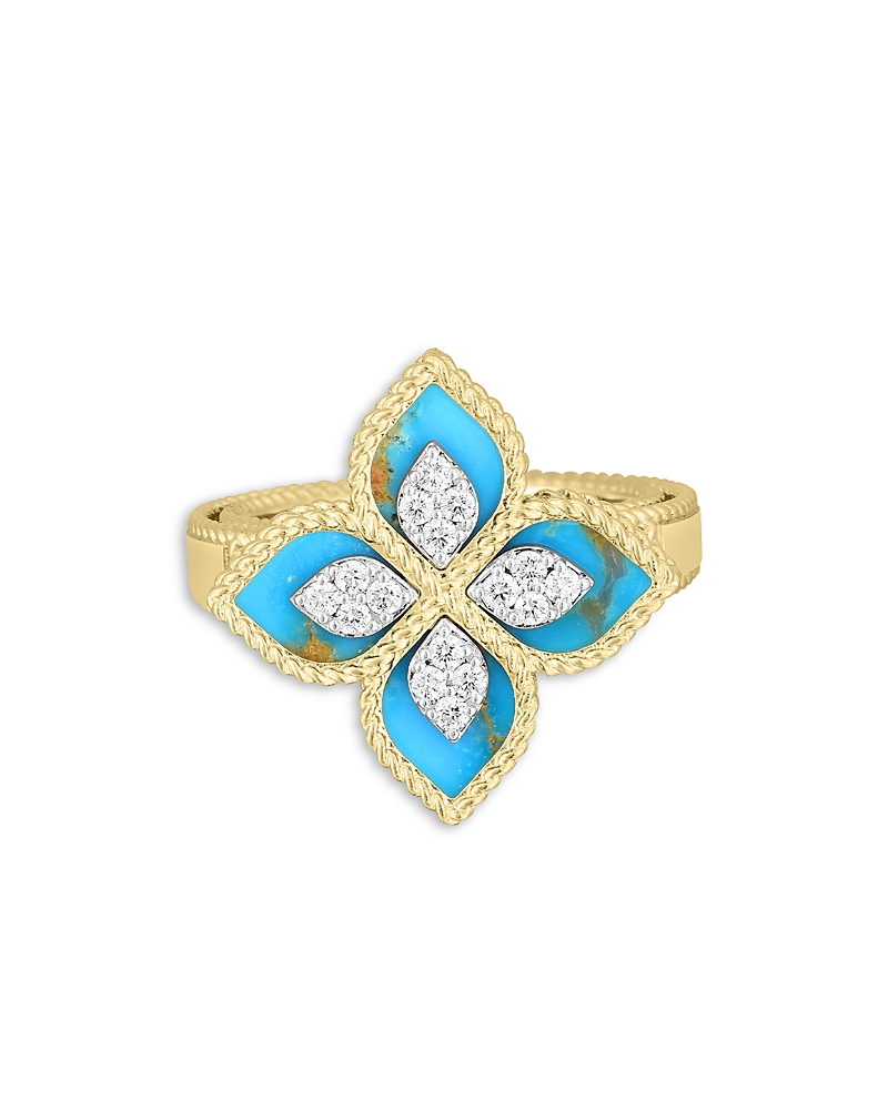 Roberto Coin 18K Yellow Gold Diamond (0.15 tcw) & Turquoise (2.88 tcw) Venetian Princess Ring