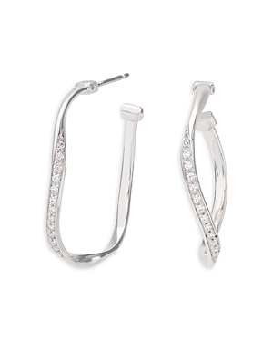 Shop Marco Bicego 18k White Gold Marrakech Diamond Twisted Hoop Earrings