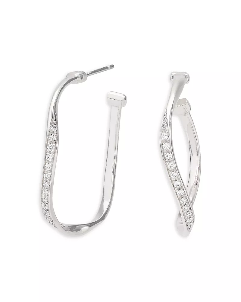 Marco Bicego 18K White Gold Marrakech Diamond Twisted Hoop Earrings