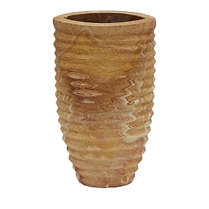 Shop Tov Furniture Saava Ribbed Stone Vase In Sandstone In Natural