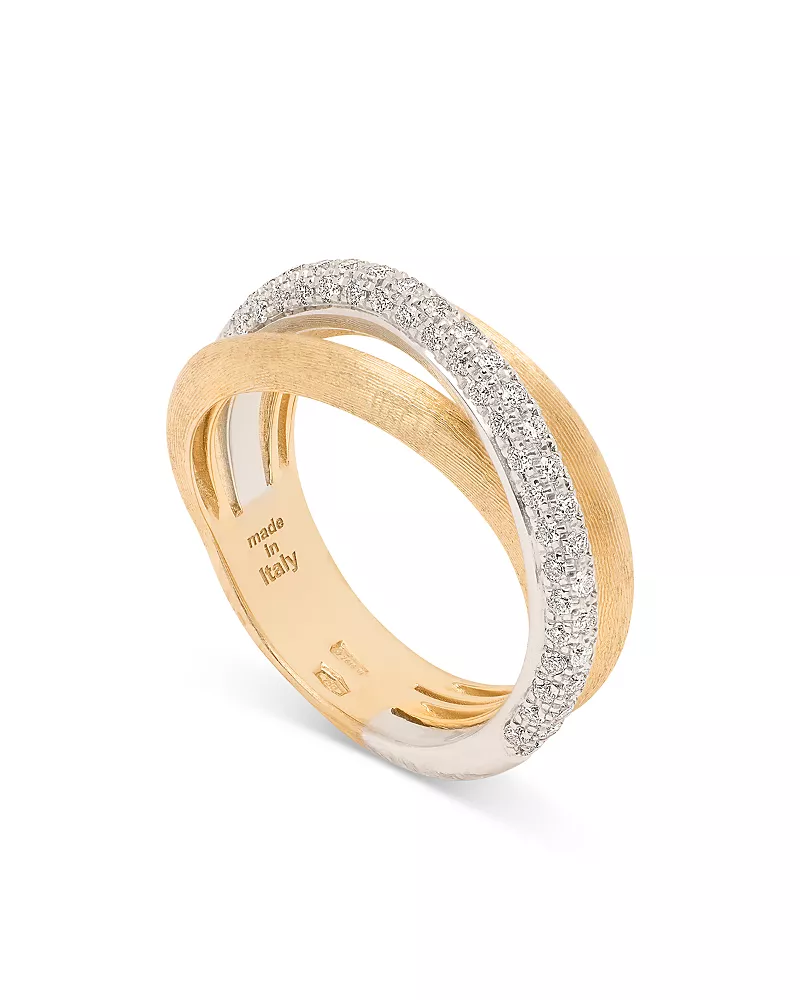 Marco Bicego 18K Yellow & White Gold Jaipur Link Alta Diamond Three Strand Ring