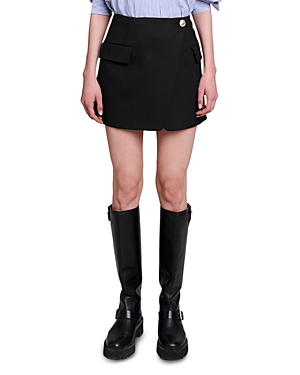 Maje Asymetric Wrap Miniskirt In Black