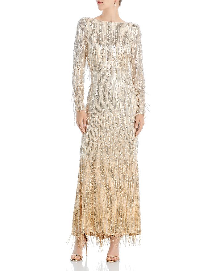 Eliza J Fringe Sequin Gown | Bloomingdale's