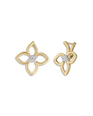 Roberto Coin 18K White & Yellow Gold Cialoma Diamond Flower Earrings