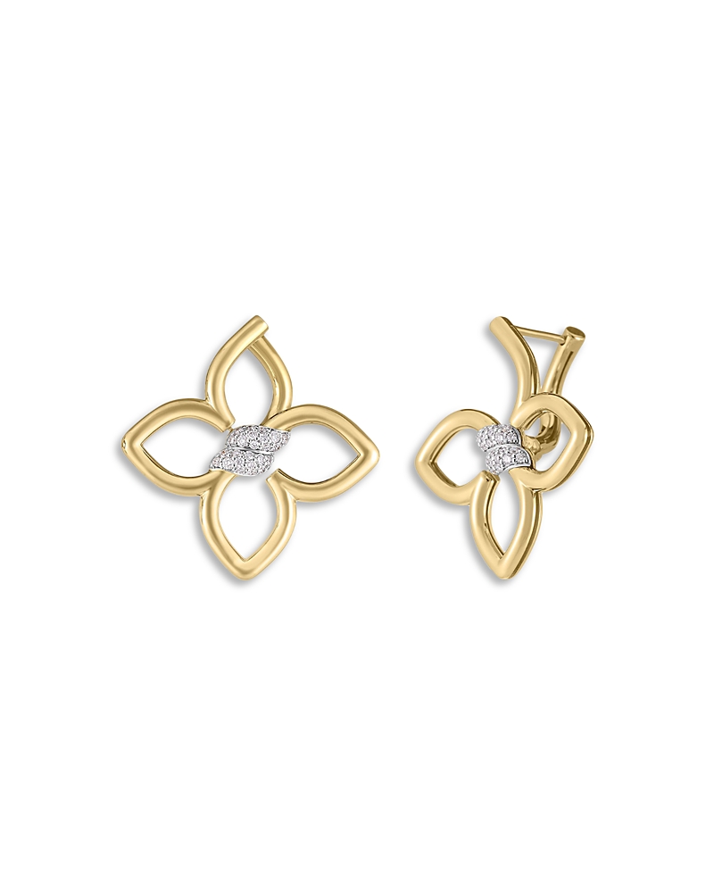 Roberto Coin 18K White & Yellow Gold Cialoma Diamond Flower Earrings