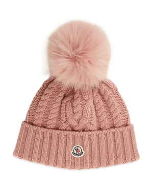 Moncler Cable Knit Pom-pom Hat In Pink