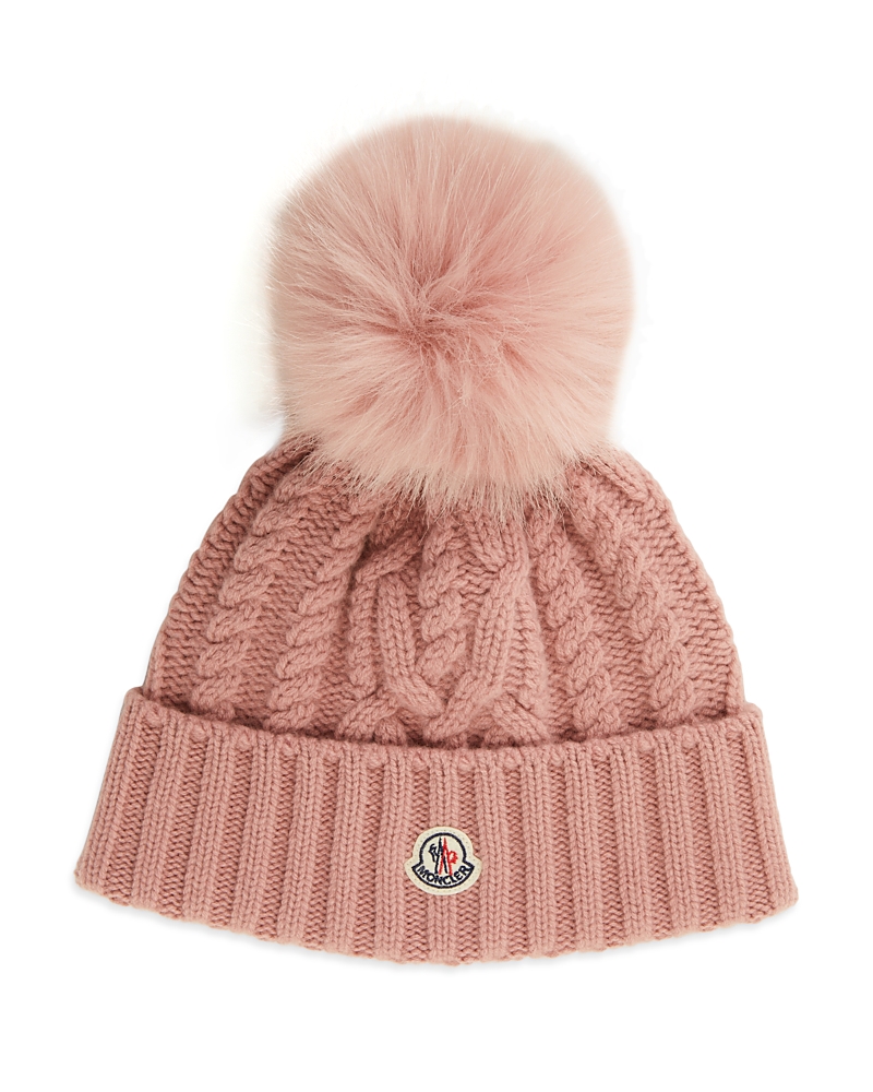 Moncler Cable Knit Pom-pom Hat In Pink