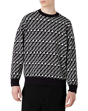 Armani Collezioni Long Sleeve Pullover Crewneck Sweater In Multi