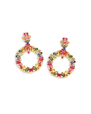 Suzanne Kalan 18K Yellow Gold La Fantaisie Rainbow Sapphire & Diamond Circle Drop Earrings
