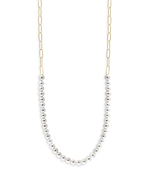 Bloomingdale's Cultured Freshwater Pearl (5 Mm) Necklace In 14k Yellow Gold, 16 In White/gold