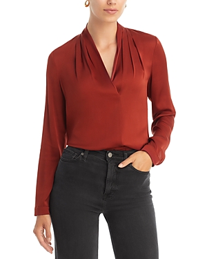 Kobi Halperin Nellie Silk-blend Pleated Blouse In Maple