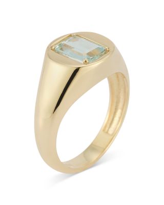 14K Yellow Gold Blue Topaz Signet Ring