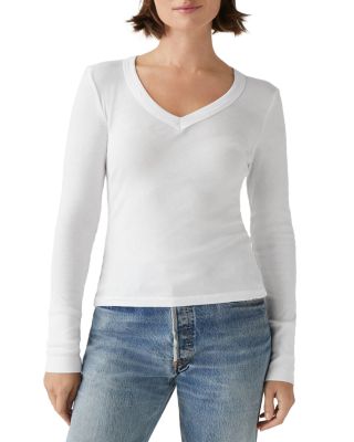 Michael Stars Molly V-neck Tee In White