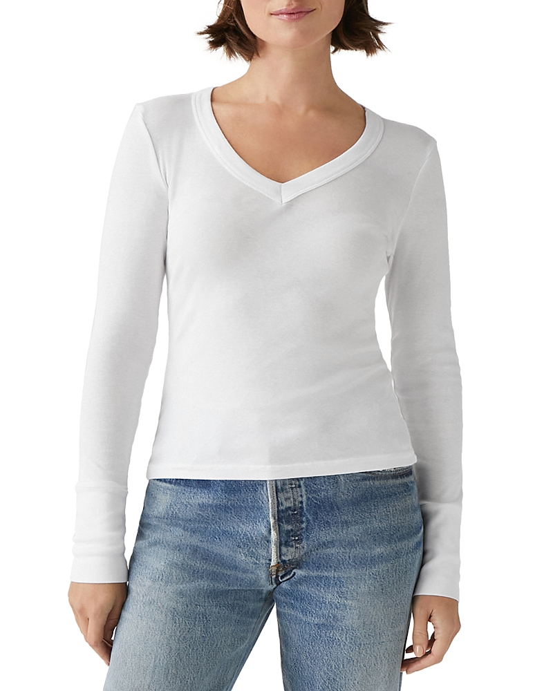 Michael Stars Molly V-neck Tee In White