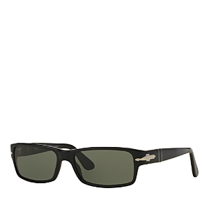 Shop Persol Polarized Rectangle Sunglasses, 57mm In Black/gray Polarized Solid
