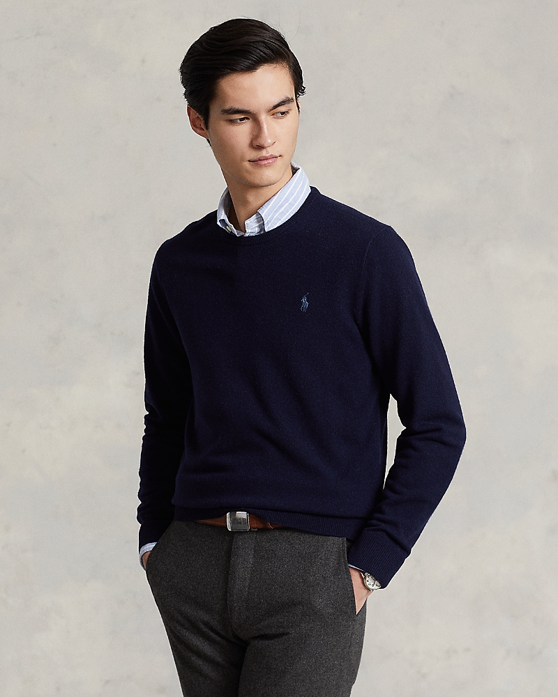Polo Ralph Lauren Embroidered-logo Crew Neck Jumper In Hunter Navy