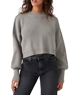 Free People Easy Street Crop Pullover In Heather Gray