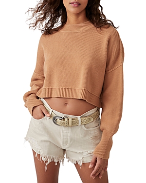 Free People Easy Street Crop Pullover In Camel