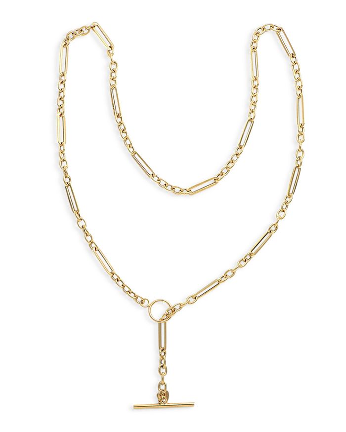 Alberto Amati 14K Yellow Gold Alternate Paperclip Link Toggle Necklace ...