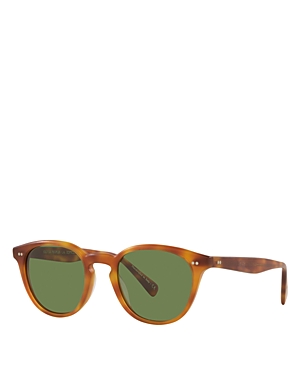 Shop Oliver Peoples Desmon Round Sunglasses, 50mm In Brown/green Solid