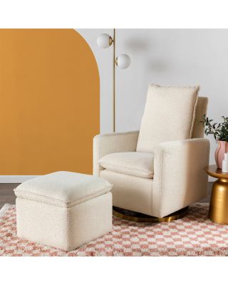 Cali Pillowback Swivel Glider in Boucle