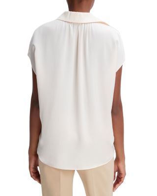 Silk Cap Sleeve Ruched Back Shirt 