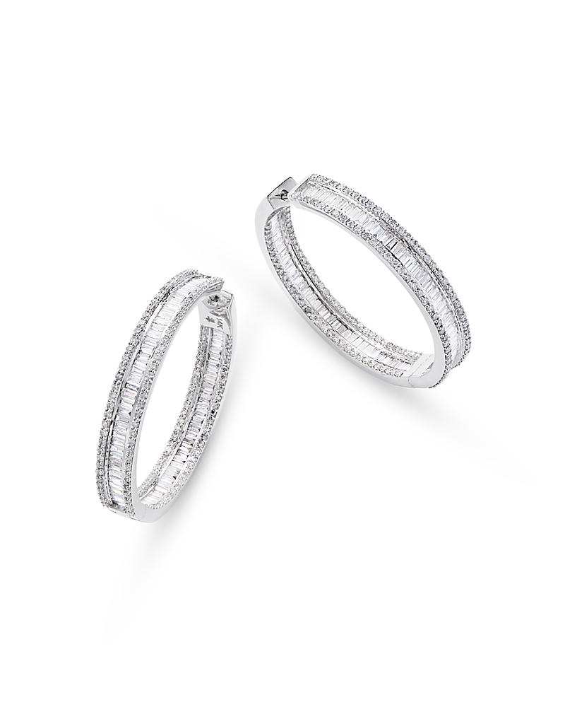 Bloomingdale's Fine Collection Diamond Baguette & Round Inside Out Hoop Earrings