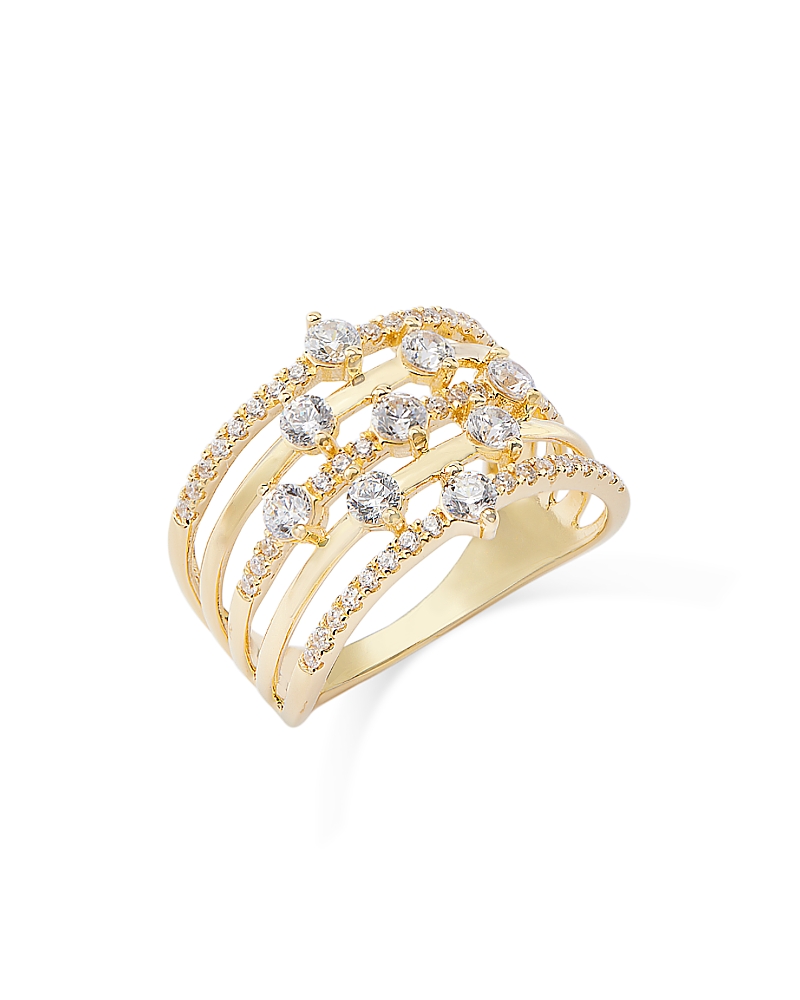 Bloomingdale's Diamond Multirow Statement Ring In 14k Yellow Gold, 1.0 Ct. T. W. In Gold
