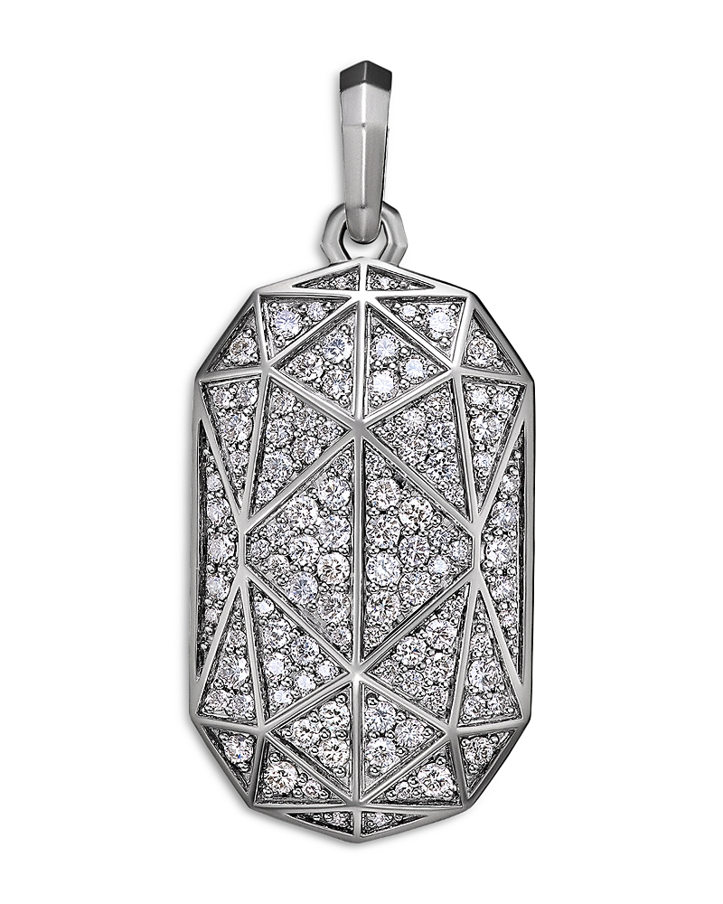 David Yurman Torqued Faceted Amulet in Sterling Silver with Pave Diamonds