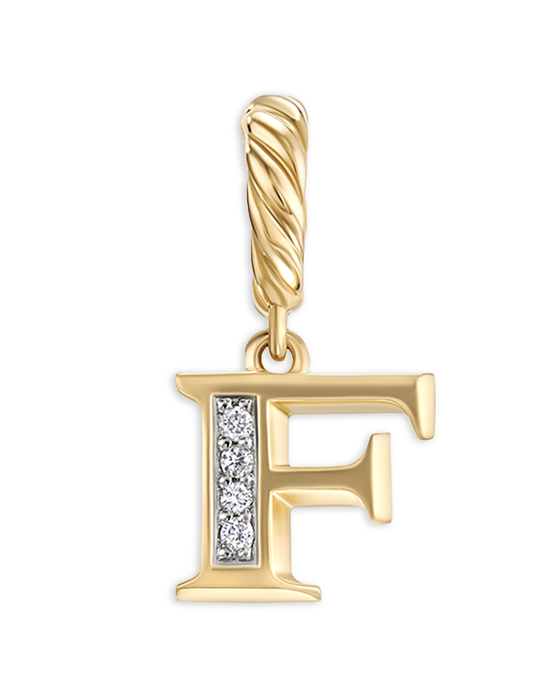 David Yurman 18K Gold Amulets Diamond Pave Initial Pendant