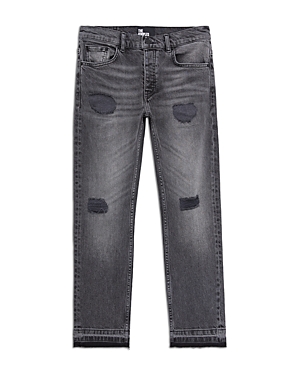 Shop The Kooples Destroy Low Rise Cropped Straight Jeans In Grey