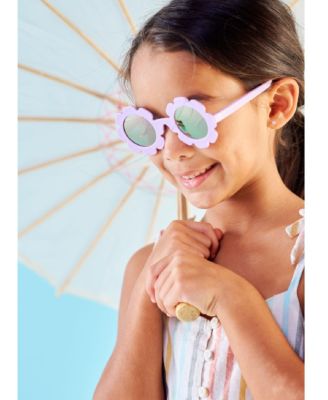 Irresistible Iris Flower Lavender Polarized Mirrored Lens Sunglasses