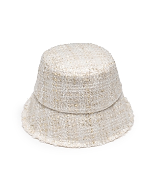 Shop Eugenia Kim Yuki Sequined Tweed Bucket Hat In Ivory/gold