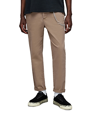 Allsaints Walde Cotton Blend Skinny Fit Chino Pants In Cacao Brown