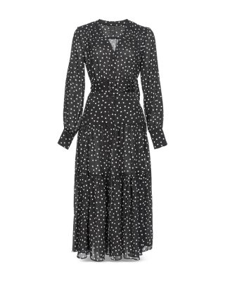 Pinko Polka Dot Jacquard Maxi Dress In Black/white | ModeSens