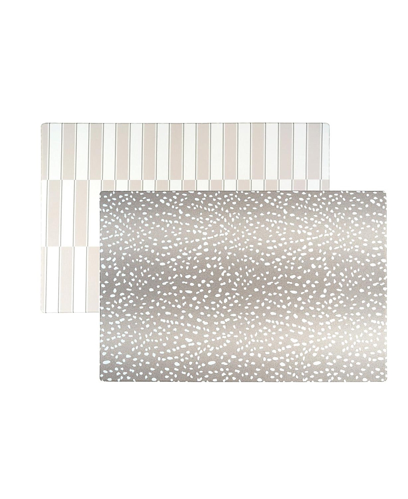 Wander & Roam Reversible Baby Playmat - Antelope + Stripe Design - Soft, Non-Toxic Foam - Waterproof, Easy to Clean