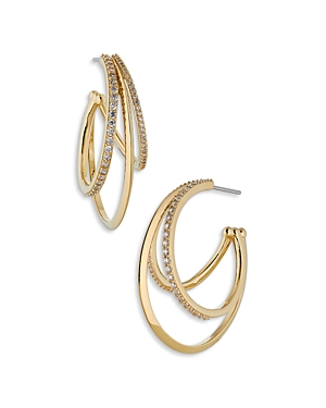 Nadri Disco Triple Illusion Hoop Earrings in 18K Gold Plated or Rhodium Plated