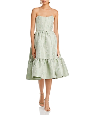Shop V. Chapman Strapless Virginia Dress In Sage Windsor Brocade