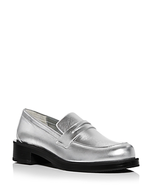 Stuart Weitzman Parker Lift Loafer In Silver