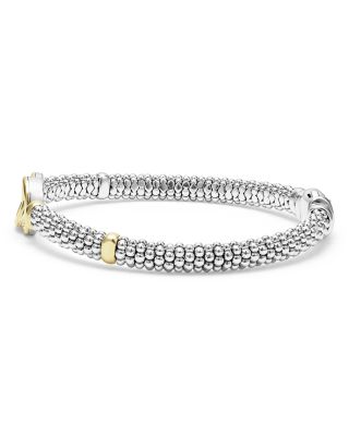 18K Yellow Gold & Sterling Silver Signature Caviar Interlocking Circle Beaded Bracelet