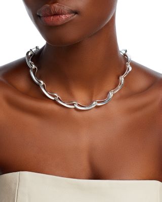 Sterling Silver Infinity Link Collar Necklace, 16.93"