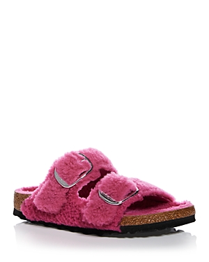 Birkenstock Women's Arizona Big Buckle Shearling Slide Sandals In Fuchsia