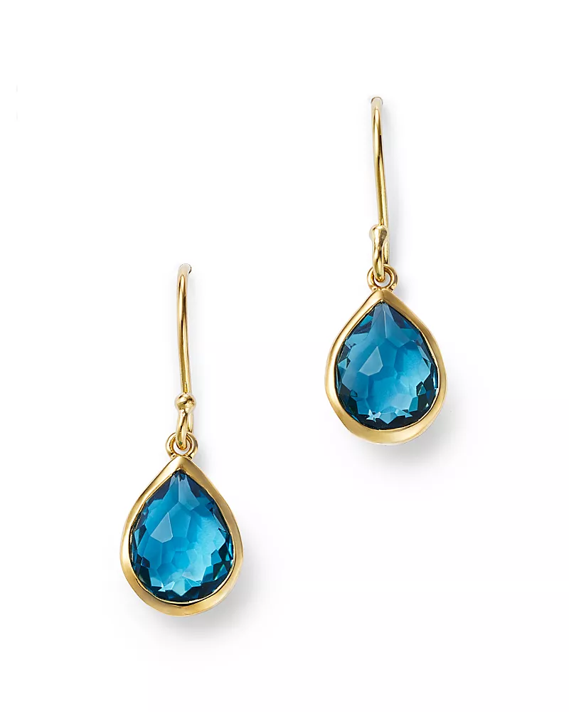 Ippolita 18K Yellow Gold Rock Candy London Blue Topaz Teeny Teardrop Earrings